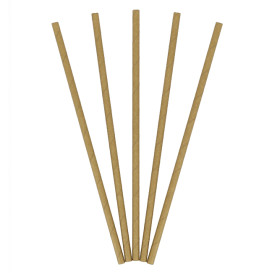 Papírová Rovná Brčka Kraft Ø6mm 21cm (100 Ks)