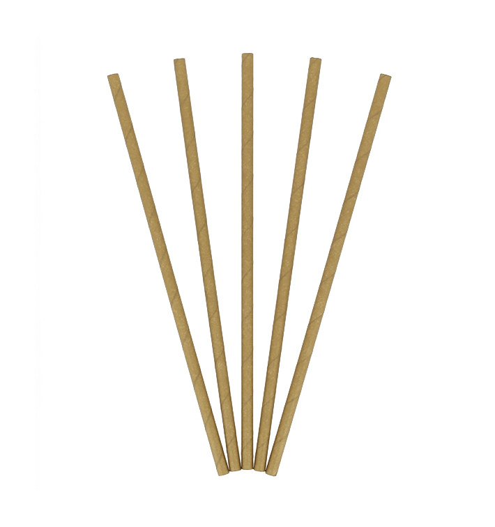 Papírová Rovná Brčka Kraft Ø6mm 21cm (100 Ks) Papírová Rovná Brčka Kraft Ø6mm 21cm (100 Ks)