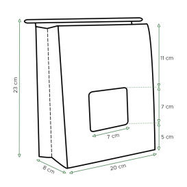 Tašky Kužel Kraft na Zip s Okénkem 20+8x23cm (50 Ks)