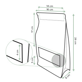 Tašky StandUp Kraft Cierre Facils Okénkem 16+8x26cm (50 Ks)