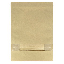 Tašky StandUp Kraft Cierre Facils Okénkem 25+10x35cm (50 Ks)