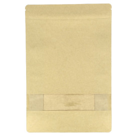 Tašky StandUp Kraft Cierre Facils Okénkem 20+8x30cm (50 Ks)