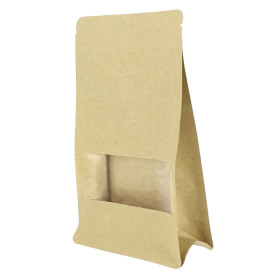 Tašky StandUp Kraft Cierre Facils Okénkem 12+6x20cm (50 Ks)