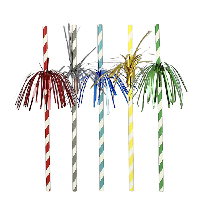 Papírová Rovná Brčka Palmy Ø6mm 24cm (100 Ks) Papírová Rovná Brčka Palmy Ø6mm 24cm (100 Ks)