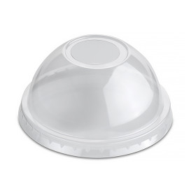 Plastové Víčko na Kelímek Vypouklé s Otvorem PP Krystal Ø7,9cm (100 Ks)