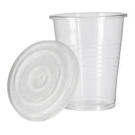 Průhledná PP váza 240ml + cestovní víčko s křížem PS Ø7,4cm (1.000 ks) 