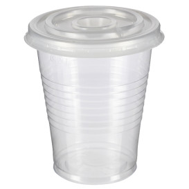 Průhledná PP váza 240ml + cestovní víčko s křížem PS Ø7,4cm (1.000 ks) 