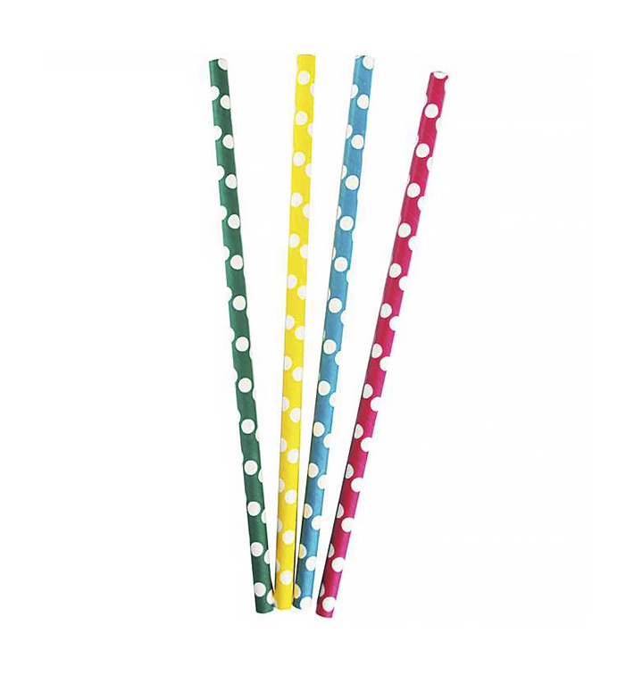 Papírová Rovná Brčka "Tečky" Ø8mm 24cm (100 Ks) Papírová Rovná Brčka "Tečky" Ø8mm 24cm (100 Ks)