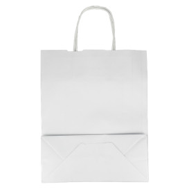 Papírové Tašky Kraft Bílá s Ouškems 100g/m² 25+11x31cm (200 Ks)
