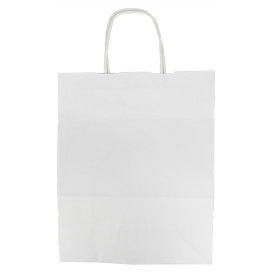 Papírové Tašky Kraft Bílá s Ouškems 100g/m² 25+11x31cm (200 Ks)