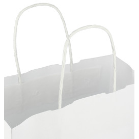 Papírové Tašky Kraft Bílá s Ouškems 100g/m² 25+11x31cm (25 Ks)