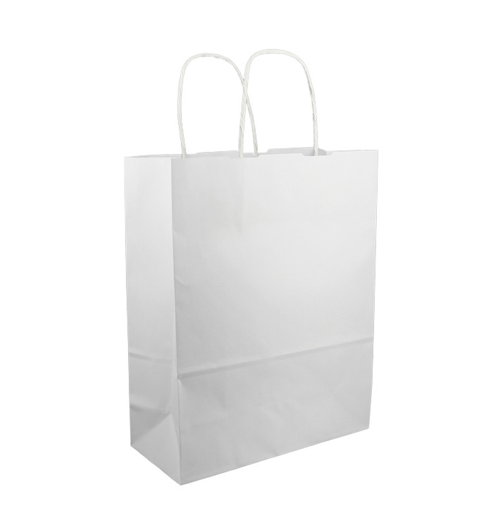 Papírové Tašky Kraft Bílá s Ouškems 100g/m² 25+11x31cm (200 Ks) Papírové Tašky Kraft Bílá s Ouškems 100g/m² 25+11x31cm (200 Ks)