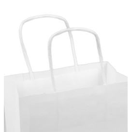 Papírové Tašky Kraft Bílá s Ouškems 100g/m² 18+8x24cm (300 Ks)
