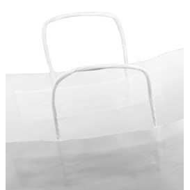 Papírové Tašky Kraft Bílá s Ouškems 100g/m² 46+16x49cm (50 Ks)