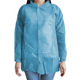 Lékařský Plášť pro Děti z Netkané Textilie PP 35gr na Suchý Zip bez Kapsy Modrý (1 Ks)