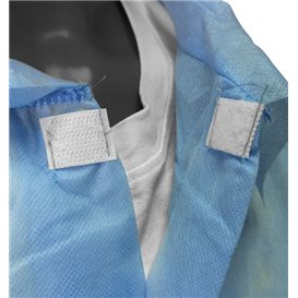 Šaty pro Průmysl z Netkané Textilie PP na Suchý Zip bez Kapsy Modrý XL (100 Ks)