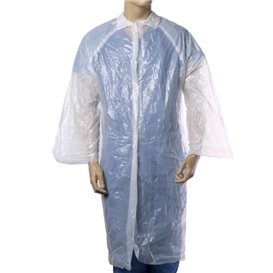Šaty Polyetylenové s Zapínání na Knoflík Bílý (10 Ks)