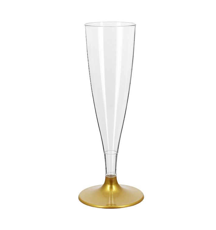 Plastové Sklenice Šampaňské Opakovaně Použitelné s Zlato Nožkou 140ml 2P (6 Ks) Plastové Sklenice Šampaňské Opakovaně Použitelné s Zlato Nožkou 140ml 2P (6 Ks)
