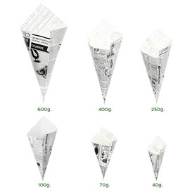 Papírové Kornouty Nepromastitelný Noviny 295mm 250g (250 Ks) Papírové Kornouty Nepromastitelný Noviny 295mm 250g (250 Ks)