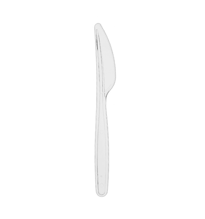 Nůž Plastový PS Opakovaně použitelné průhledná 18cm (20 ks) Nůž Plastový PS Opakovaně použitelné průhledná 18cm (20 ks)