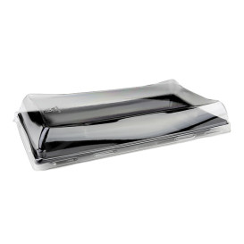 Podnos Plastový Černá s Víčko PET 12x22 Vrstvym (15 Ks)