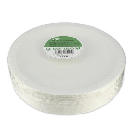 Kartonové Talíře Kulatý Proti Tukům Bílá Ø22cm 220g/m² (50 Ks)