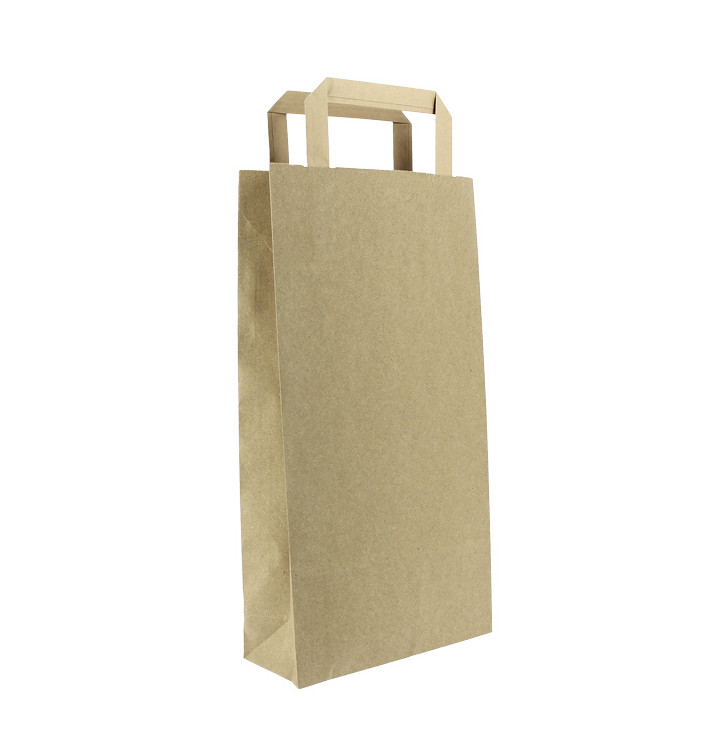 Papírové Tašky Kraft na Lahve Plochá Ouška 19+8x37cm (50 Ks) Papírové Tašky Kraft na Lahve Plochá Ouška 19+8x37cm (50 Ks)