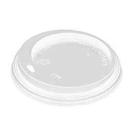Víčko s Otvorem Bílá Kelímek s 12, 16 a 22 Oz Ø9,0cm (100 Ks)