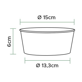 Salátová Mísa Karton obnovitelné zdroje Bílá 775ml Ø15cm (360 Ks)