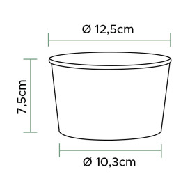 Salátová Mísa Karton obnovitelné zdroje Bílá 635ml Ø12,5cm (360 Ks)