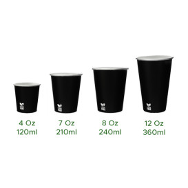 Papírový Kelímek Bez Plastů 12 Oz/360ml Černá Ø8,0cm (1.000 Ks)