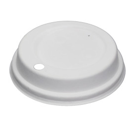Víčko s Otvorem Lisované Vlákno Bílá Ø9cm (1.200 Ks)
