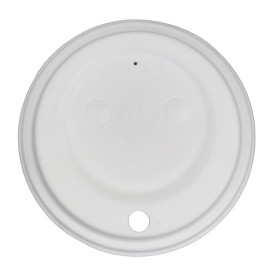 Víčko s Otvorem Lisované Vlákno Bílá Ø9cm (1.200 Ks)