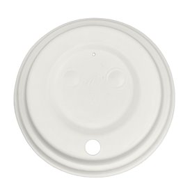 Víčko s Otvorem Lisované Vlákno Bílá Ø8cm (60 Ks)