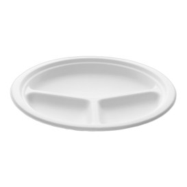 Talíř z Cukrové Třtiny 3 Vrstvami Bílý Ø260mm (50 Ks)