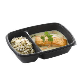Plastové Obaly PP 2 Vrstvy Černá 900ml 23x16,5x5cm (75 Ks)