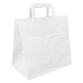 Papírové Tašky Bílá s Plochým Ouškem 70g/m² 26+18x26cm (250 Ks)