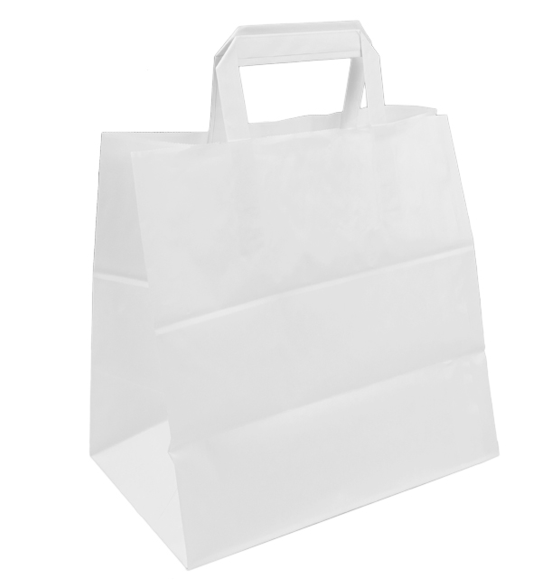 Papírové Tašky Bílá s Plochým Ouškem 70g/m² 26+18x26cm (250 Ks)