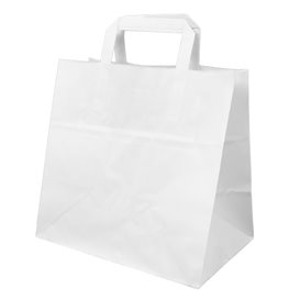 Papírové Tašky Bílá s Plochým Ouškem 70g/m² 26+18x26cm (250 Ks)