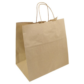 Paper Bag with Handles Kraft Hawanna 100g/m² 32+20x32cm (50 Units) 