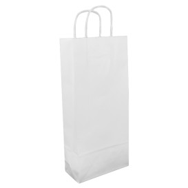 Papírové Tašky Bílá na Lahve s Plochým 18+8x39cm (50 Ks)