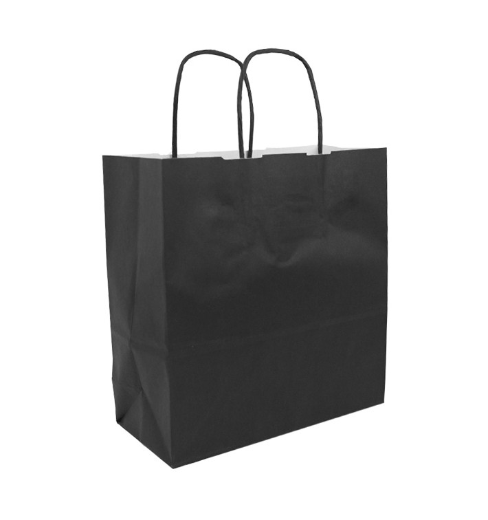 Papírové Tašky Kraft Černá s Ouškems 100g/m² 22+9x23cm (250 Ks) Papírové Tašky Kraft Černá s Ouškems 100g/m² 22+9x23cm (250 Ks)