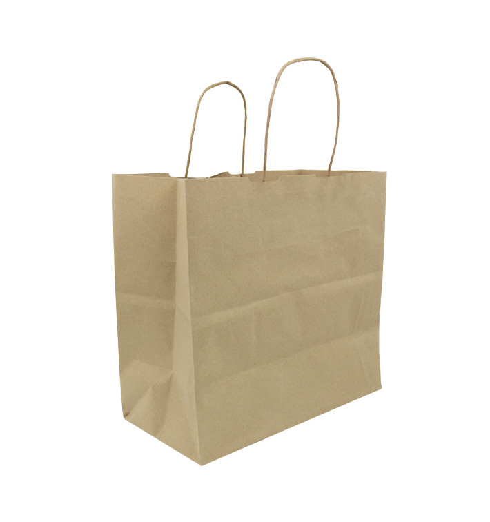 Papírové Tašky Kraft Hnědý s Ouškems 100g/m² 27+14x26cm (200 Ks) Papírové Tašky Kraft Hnědý s Ouškems 100g/m² 27+14x26cm (200 Ks)