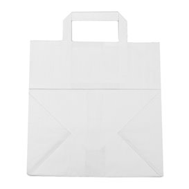 Papírové Tašky Bílá s Plochým Ouškem 70g/m² 26+18x26cm (250 Ks)