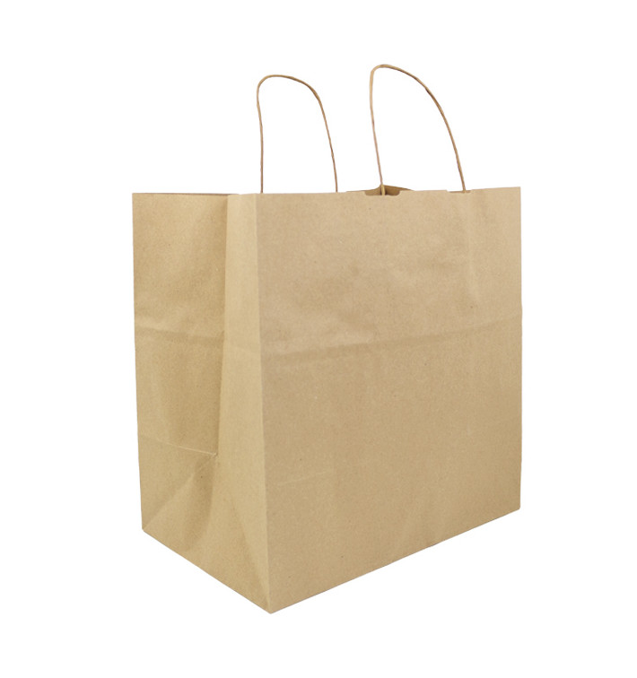 Paper Bag with Handles Kraft Hawanna 100g/m² 32+20x32cm (50 Units) Paper Bag with Handles Kraft Hawanna 100g/m² 32+20x32cm (50 Units)