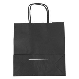 Papírové Tašky Kraft Černá s Ouškems 100g/m² 22+9x23cm (25 Ks)