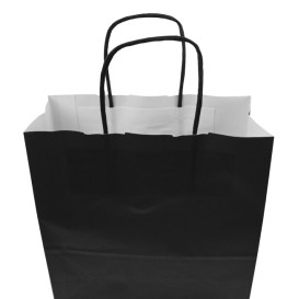 Papírové Tašky Kraft Černá s Ouškems 100g/m² 22+9x23cm (25 Ks)