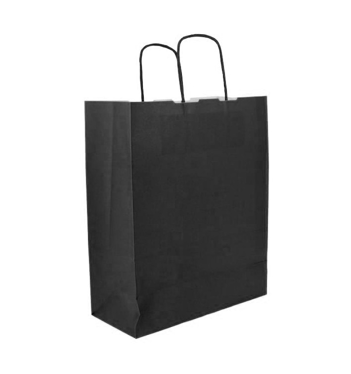 Papírové Tašky Kraft Černá s Ouškems 100g/m² 25+11x31cm (25 Ks) Papírové Tašky Kraft Černá s Ouškems 100g/m² 25+11x31cm (25 Ks)