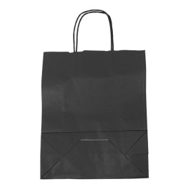 Papírové Tašky Kraft Černá s Ouškems 100g/m² 25+11x31cm (250 Ks)