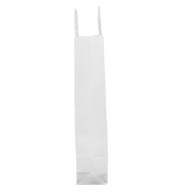 Papírové Tašky Bílá na Lahve s Plochým 18+8x39cm (50 Ks)